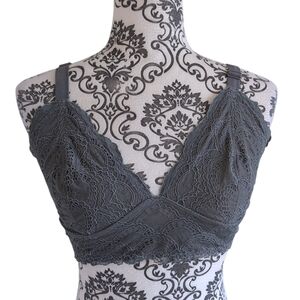 Free People Gray Lace Bra Adjustable Straps size Large
